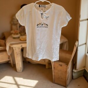 Jacadi Girls Size 8 White  T-Shirt